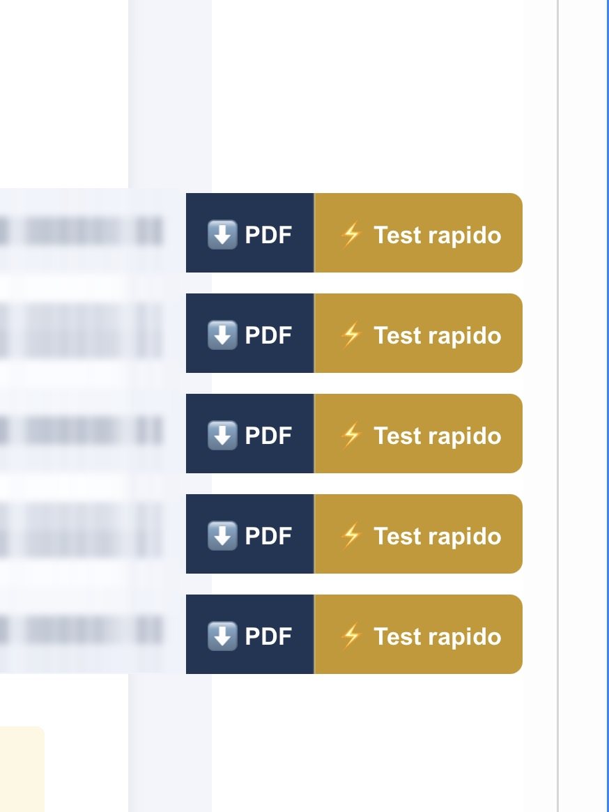 The HR email showing, for each NM code, a PDF download button and a Quick Test online link