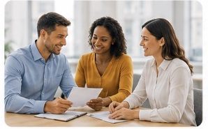 HR professional reviewing a candidate assessment in a one-to-one setting